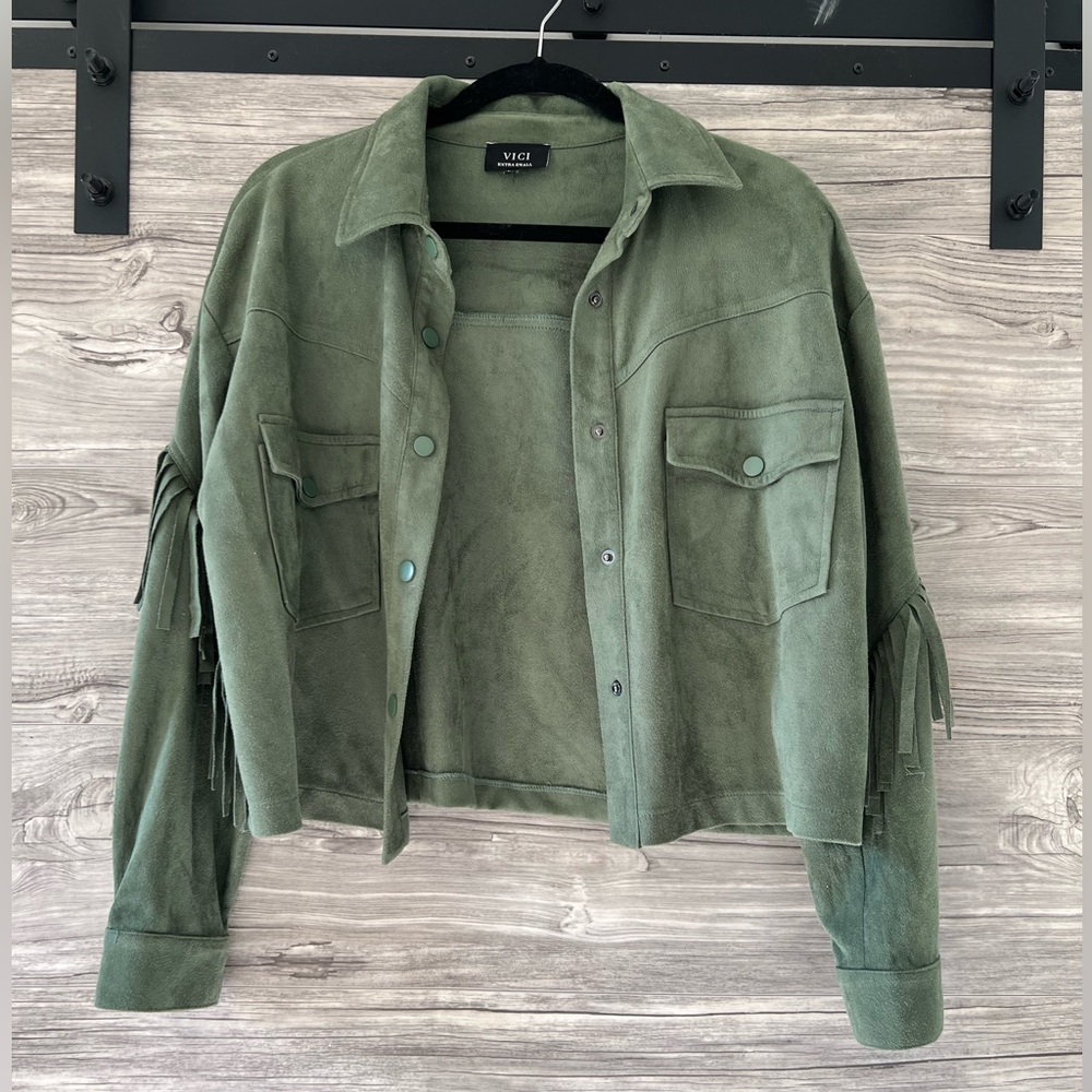 VICI suede green tassle jacket XS
